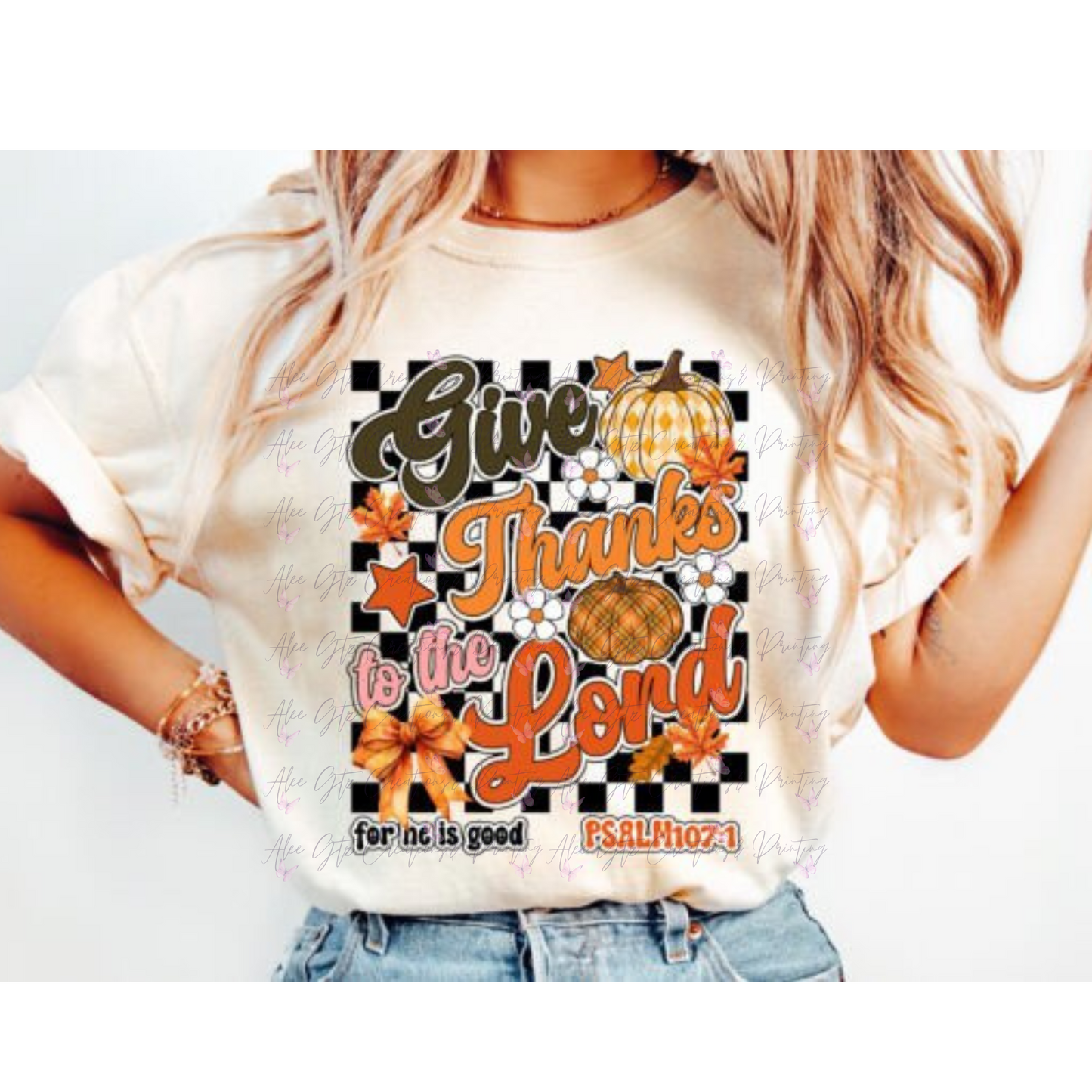 Give Thanks to the Lord checkered  Shirt/ Sweater