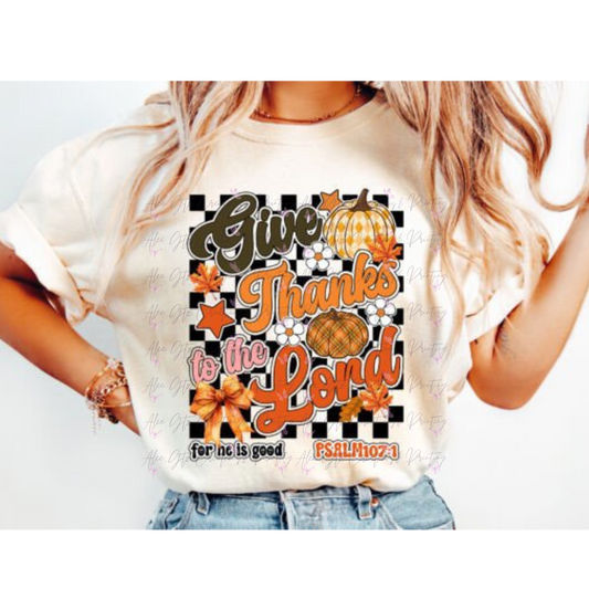Give Thanks to the Lord checkered  Shirt/ Sweater