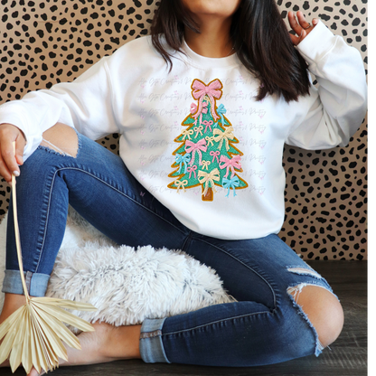 Faux Embroider Christmas tree Shirt/ Sweater