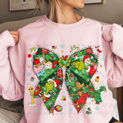 Grinch Character bow Shirt/ Sweater