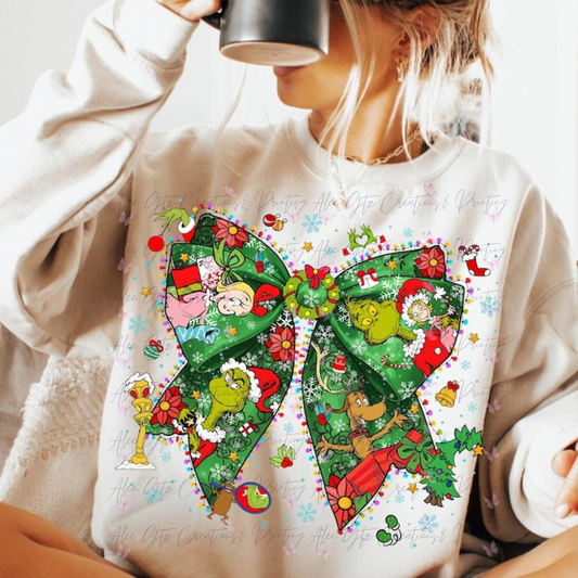 Grinch Character bow Shirt/ Sweater