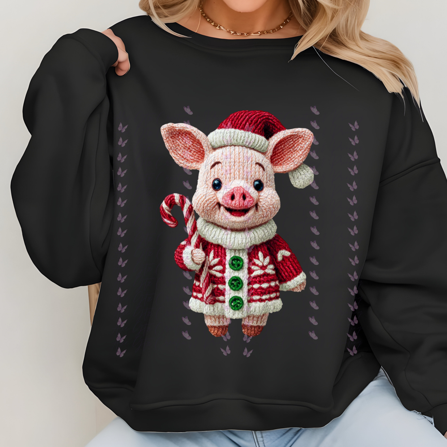 Piggy Faux Embroider  Shirt/ Sweater