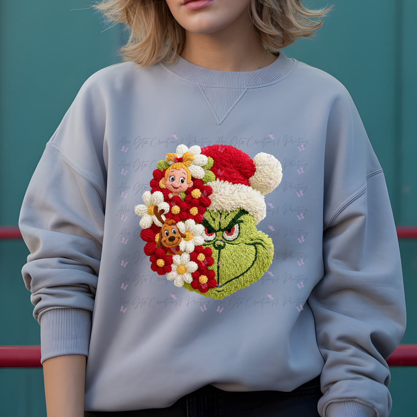 Grinch Floral Faux yarn Shirt/ Sweater