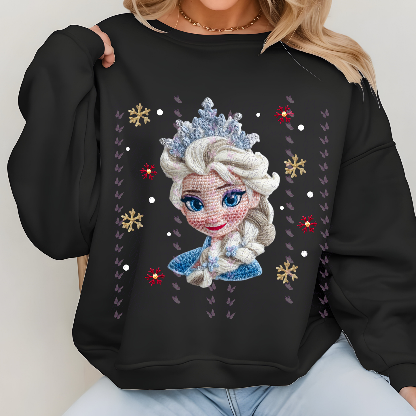 Elsa Faux Embroider Shirt/ Sweater