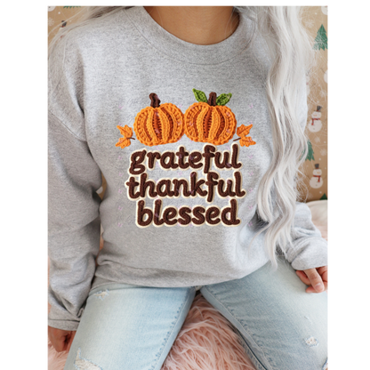 Pumpkin Grateful, Thankful, blessed Shirt/ Sweater