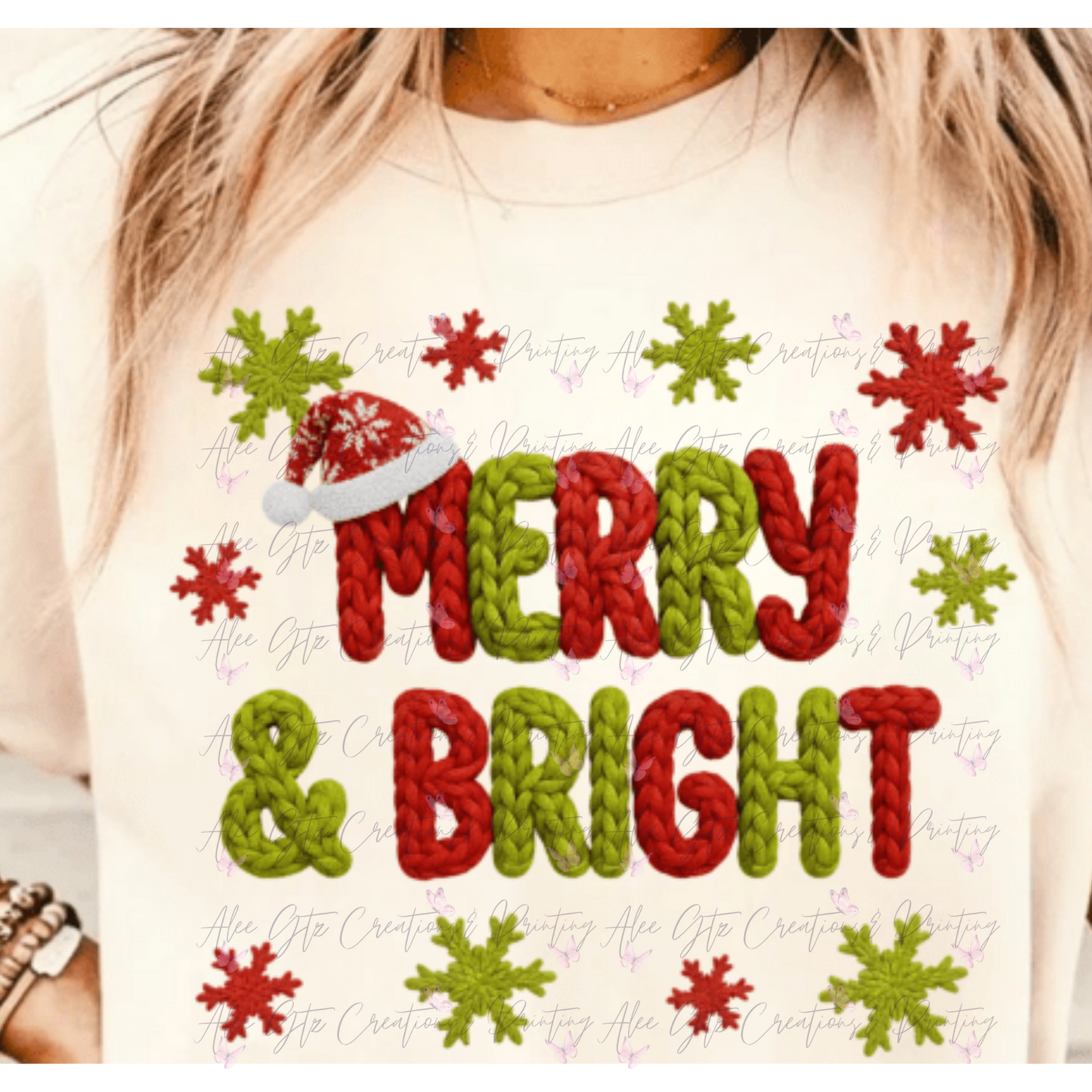 Merry Bright Faux Embroider Shirt/ Sweater
