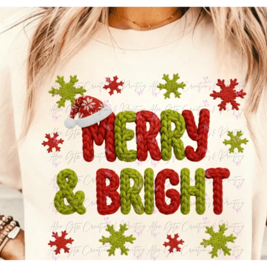 Merry Bright Faux Embroider Shirt/ Sweater